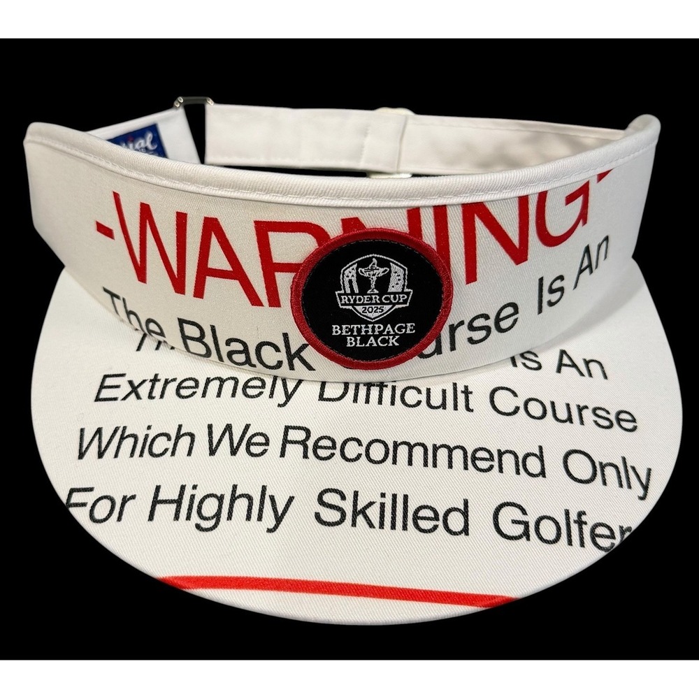 Imperial 2025 Ryder Cup Bethpage Black Golf Visor Warning Sign Design Tour White